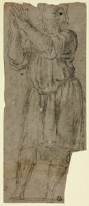 Mann im Gebet stehend (recto); Draperiestudie (verso) von Domenico Fiasella
