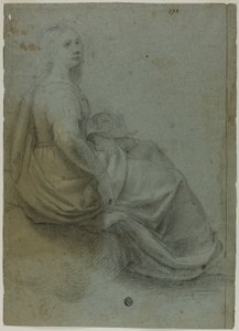 Sitzende Frau im Profil, nach rechts