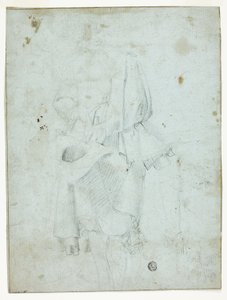 Stehender Jüngling mit Hut und Skizze von Beinen von Domenico Fiasella