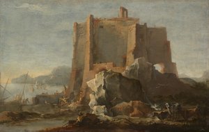 Landschaft mit Felsen und Festung, ca. 1640-50