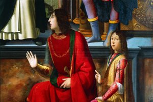 Pandolfo IV Malatesta und Carlo Malatesta, (Detail) von Domenico Ghirlandaio