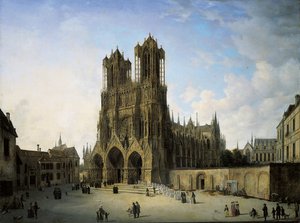 Der Südwestflügel der Kathedrale von Reims, 1826 von Domenico II Quaglio