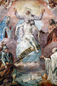 Jesus und Gott der Vater. Fresko. Genua. Italien.