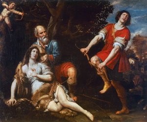 Silvio und Dorinda, von Domenico Fiasella, Öl auf Leinwand von Domenico Il Sarzana Fiasella