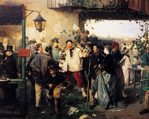 Nachricht vom Frieden von Villafranca (Detail) von Domenico Induno