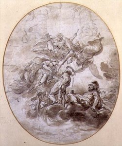 Die Apotheose des Herkules, Entwurf für ein Deckenfresko für den Palazzo Pepoli in Bologna