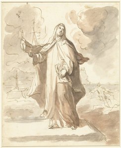 Heilige Brigitta, stehend mit dem Schiff in der rechten Hand von Domenico Mondo