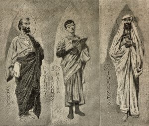 Heilige Paulus, Jakobus der Große und Johannes, Kartons von Domenico Morelli für das Mosaik der Kathedrale von Amalfi