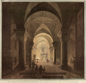 Kapelle der Heiligen Margarete in der Stadt Nürnberg, aus der Sammlung denkwürdiger mittelalterlicher Gebäude in Deutschland von Domenico Quaglio
