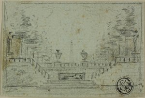 Treppe und Terrasse im formalen Garten