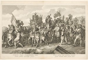 Militärischer Zug mit Kriegsbeute auf einem Wagen Triumphzug von Alexander dem Großen in Babylon (Serientitel)