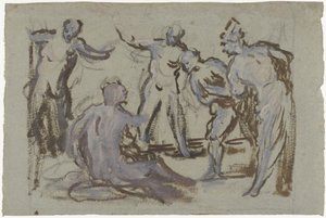 Hiob auf dem Misthaufen, umgeben von seinen Freunden von Domenico Tintoretto