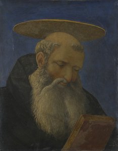 Kopf eines tonsurierten, bärtigen Heiligen aus dem Carnesecchi-Tabernakel, ca. 1440 von Domenico Veneziano