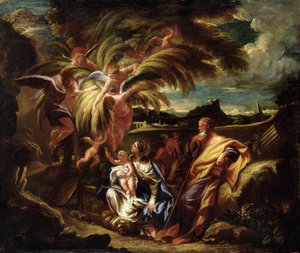 Die Rast auf der Flucht nach Ägypten, ca. 1700 von Domenico the Elder Piola