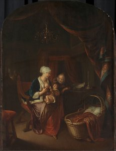 Eine Mutter gibt ihrem Kind die Brust von Domenicus van Tol