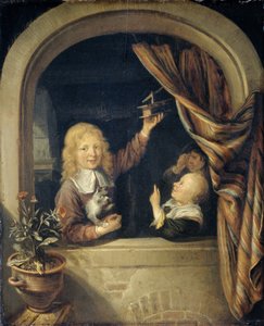 Kinder mit einer Mausefalle von Domenicus van Tol