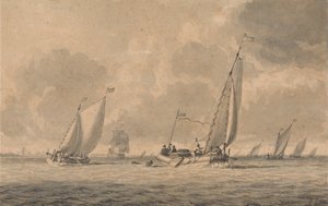 Kähne fahren aufs Meer hinaus von Dominic Serres