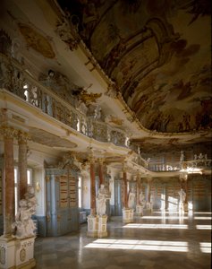 Ansicht des Bibliotheksraums des Klosters Schussenried