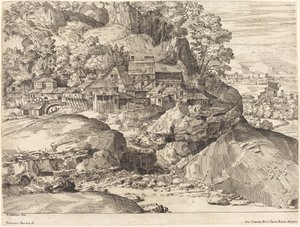 Landschaft mit einer Mühle von Dominique Barrière after Titian