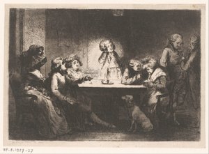 Gesellschaft um einen Tisch bei Kerzenlicht von Dominique Vivant Denon (baron)
