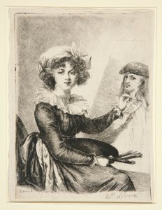 Louise-Elisabeth Vigée-Lebrun, (Mlle Lebrun) nach und im Gegensatz zum Selbstporträt von 1790 in den Uffizien von Dominique Vivant Denon