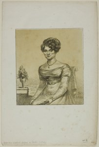 Frau sitzt vor einem Tisch von Dominique Vivant Denon