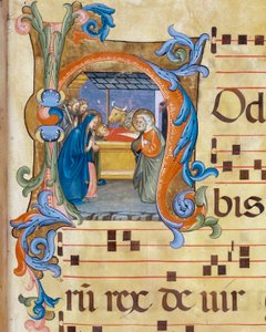 Geburt Christi, Miniaturdetail des Antiphonars
