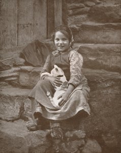 Zwei kleine Schweizer Dorfbewohner in Hospenthal, 1916
