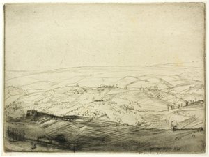 Skizze von den Mauern von San Gimignano von Donald Shaw MacLaughlan