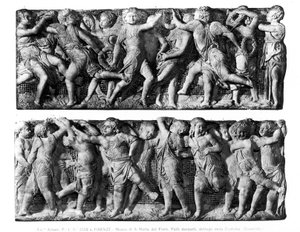 Tanzende Putti-Panel, von der Cantoria, der Singgalerie des Doms (Marmor) von Donatello