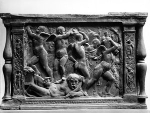 Putti Bacchanal, Tafel vom Sockel 