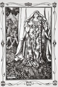 An der Tür einer... stand eine Dame, 1905 von Dora Curtis