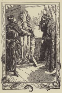 König Anguish gibt Isolt an Sir Tristram (Lithografie) von Dora Curtis