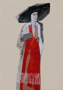 Elegante Frau rotes Kleid von Doris Schmitz