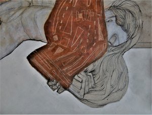 Expressive Frau Roter Stoff von Doris Schmitz