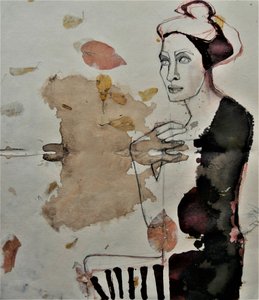 Nachdenkliche Figur und Blätter von Doris Schmitz
