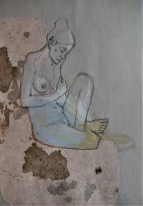 Nachdenkliche Nackte Frau