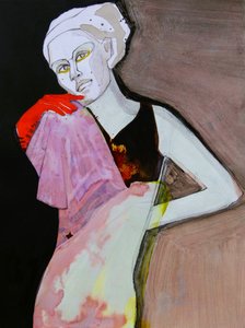 Stilvolle Frau mit rotem Handschuh