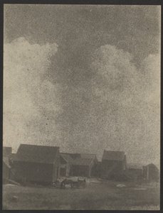Bauerngebäude mit Pferd und Wagen