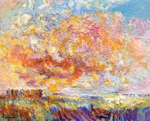 Feuriges Sonnenuntergangsfeld von Dorothy Fagan