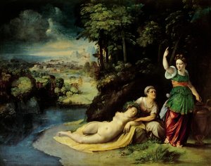 Diana und Kallisto, ca. 1528, von Dosso Dossi, Öl auf Leinwand von Dosso Dossi