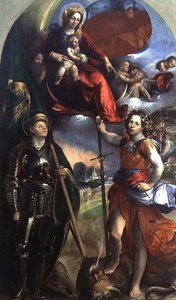 Madonna und Kind mit St. Georg und St. Michael von Dosso Dossi