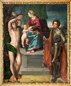 Madonna mit Jesuskind und St. Sebastian und St. Georg (Detail) von Dosso Dossi