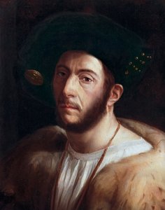 Porträt eines Mannes, wahrscheinlich Cesare Borgia (1475-1507), (Detail) von Dosso Dossi