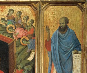 Detail des Predella-Panels, Altarbild der Maestà di Siena von Duccio di Buoninsegna