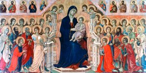 Maestà, Madonna mit Engeln und Heiligen, 1308-1311 von Duccio di Buoninsegna