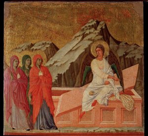 Passion: die Marien am Grab. Maesta-Altarbild von Duccio di Buoninsegna