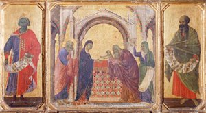 Salomo, Darstellung im Tempel und der Prophet Maleachi (Detail) von Duccio di Buoninsegna
