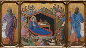 Die Geburt Christi mit den Propheten Jesaja und Ezechiel von Duccio di Buoninsegna