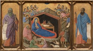 Die Geburt Christi mit den Propheten Jesaja und Ezechiel von Duccio di Buoninsegna